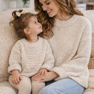ZARA Chunky Knit Cream Sweater | Oversized Cozy Neutral | Mom Style